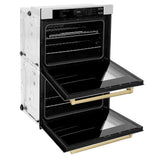 ZLINE 30"Professional True Convection Double Wall Oven, Air Fry, Self Clean, DuraSnow® Champagne Bronze WADSZ-30-CB