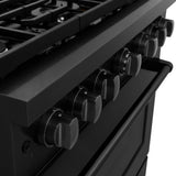 ZLINE 36"Paramount Dual Fuel Range Black Stainless Steel, SDRB-36