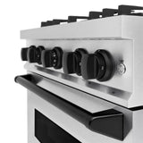 ZLINE 30"Classic Gas Range, Convection Gas Oven, DuraSnow® Stainless Steel, Matte Black CGRSZ-30-MB