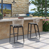 PURPLE LEAF Bar Stool Rattan Bar Stools Counter Stools with Back Metal Bar Height Stool Outdoor Bar Chair for Garden Kitchen