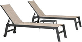 PURPLE LEAF Outdoor Aluminum Chaise Lounge with Wheels and Side Table for Outdoor Backyard Poolside