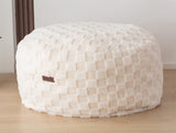 MAXYOYO Kids Bean Bag Bed -  Bean Bag Chair to Bed with Jacquard Shaggy Plush Removable Cover, Plaid Beige