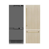 ZLINE 30" Panel Ready Built-In Bottom Freezer Refrigerator,Water Dispenser, Ice Maker,Graphite Gray, Gold GRBIVZ-30-G