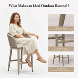 PURPLE LEAF Outdoor Bar Stools Patio Modern Aluminum Rattan High Back & Arms Bar Chairs with Removable Cushions and Pillows  for Outdoor or Indoor