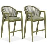 PURPLE LEAF Outdoor Bar Stools Set of 2 – Counter Stools Bar Stools with Aluminum Frame & Backrest for Patio, Kitchen Island & Bistro Stools