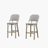 PURPLE LEAF Outdoor Bar Height Stools Set of 2 French Country Patio Rattan Bar Stool Chairs Outdoor Armless Barstools for Porch Garden Indoor Kitchen