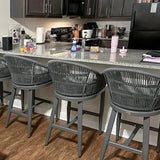 PURPLE LEAF Outdoor Bar Stools Rattan Bar Stools Counter Stools with Back and Cushions  for Patio, Garden, Kitchen