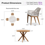 PURPLE LEAF Round Outdoor Dining Set Patio Aluminum Dining Set Round Table and Wicker Chairs with Sunbrella Cushions for Kitchen Deck