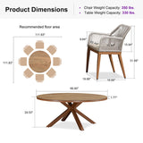 PURPLE LEAF Round Outdoor Dining Set Patio Aluminum Dining Set Round Table and Wicker Chairs with Sunbrella Cushions for Kitchen Deck