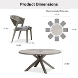 PURPLE LEAF Round Patio Dining Set with Aluminum Frame and Wicker Rattan Dining Chair with Comfortable Cushions for Deck Porch Kitchen Outdoor