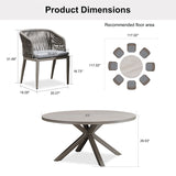 PURPLE LEAF Round Patio Dining Set with Aluminum Frame and Wicker Rattan Dining Chair with Comfortable Cushions for Deck Porch Kitchen Outdoor
