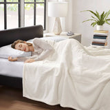 Buttery Soft Feel Faux Feathersoft Heated Blanket, Ivory