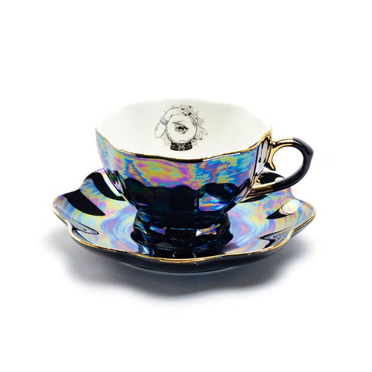 Witchy Black Gold Luster Tea Cup & Saucer Set