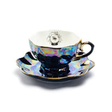 Witchy Black Gold Luster Tea Cup & Saucer Set