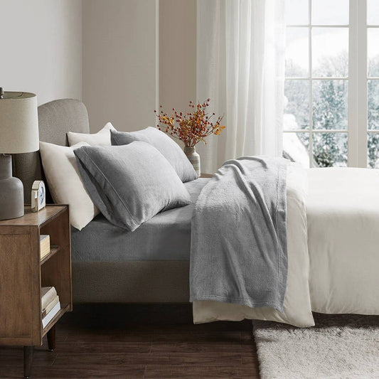Soft Plush 4-Piece Brushed Sheet Set, Grey
