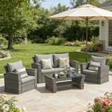 4-Piece Wicker Outdoor Patio Conversation Set with Cushions