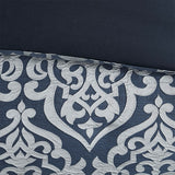 Classic Damask 8-Piece Jacquard Comforter Set, Navy Blue