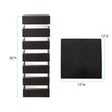 Stepped Black Wood Veneer Pedestal with Mirror - Tall