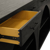 96" Modern Open Storage Buffet Table Cabinet, Black/Grey*