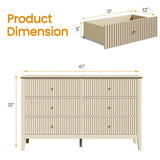 Wholesale Beige 6 Drawer Dresser, Fluted Modern Wood Dresser