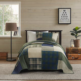 2 Piece Patchwork Oversized Cotton Quilt Set, Green