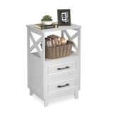 Wholesale Tall Nightstand Side Table with 2 Drawers and Open Shelf