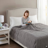 Heated Micro Fleece Electric Bedding Blanket, Grey