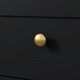 3 Drawer Nightstand, Large Bedside Table with Golden Round