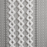 Geo Print Chenille Window Curtain, Grey