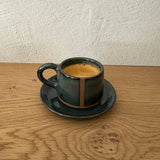 Handmade Ceramic Espresso Cup & Saucer Set - Blue Green