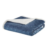 Embossed Pattern Oversize 60x70" Throw Blanket, Navy Blue