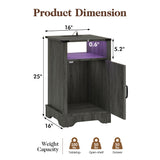 2-Pack Wooden Led Nightstand with Charging Station