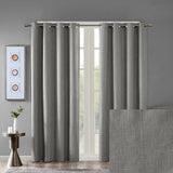 Grey Printed Heathered Blackout Grommet Top Curtain (Single)