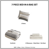 Striped Comforter Set with Bed Sheets, Taupe/Grey