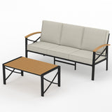 Patio Sofa with Cushions and Coffee Table
