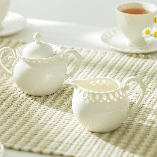 Grace Teaware White Heirloom Sugar & Creamer Set