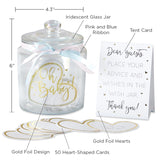 Iridescent Baby Shower Wish Jar with Heart Shaped Cards