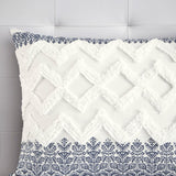 Tufted 3-Piece Comforter or Duvet Cover Set, Navy Blue