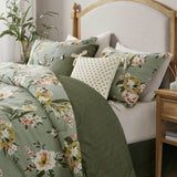 7 Piece Vintage Floral Comforter Set, Green