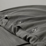 Grid Pattern Soft Washed Pleated Duvet Cover Set, Grey