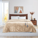 Heated Plush and Berber Electric Bedding Blanket, Beige