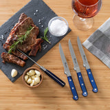 Au Nain, Set of 4 Steak Knives, with Pearlized Blue Handles