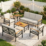 6-Piece Outdoor Conversation Set Patio Chairs with Cushions