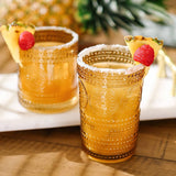 13oz Amber Hobnail Floral Drinking Glass Set of 6