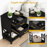Wholesale Side Table with 2 Drawers and Open Shelf Below