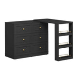 Extendable Makeup Vanity Desk with 6 Drawers