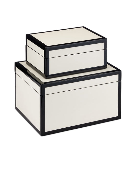 Ivory Lacquer Box Set of 2