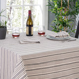 French Home 71" X 95" Black and Cream Striped Tablecloth