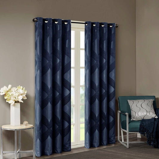 Ogee (Max Blackout) Window Curtain, Navy Blue