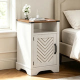Nightstand with Charging Station Wooden End Table
